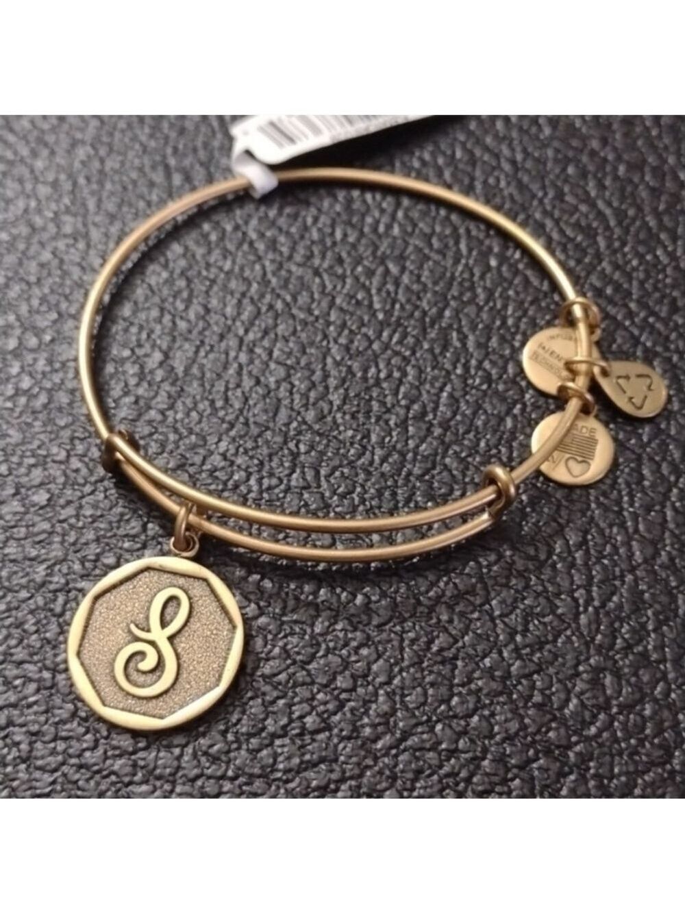 Alex and Ani Goldtone Charm  Bracelet Initial S Letter S New Old Stock 2014